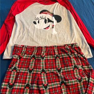 Disney Women’s XXL Pajama Set - Red and Gray with Character Design